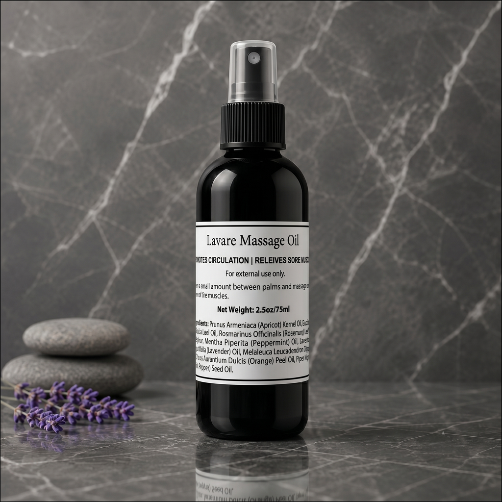 Our handcrafted Massage Oil is thoughtfully formulated to help relax tired muscles while nourishing the skin. A lightweight base of apricot kernel oil provides exceptional glide without feeling greasy, allowing hands to move effortlessly over the skin.

An invigorating blend of eucalyptus, rosemary, cajeput, camphor, peppermint, black pepper, sweet orange, and lavender essential oils creates a refreshing aromatic experience that helps soothe both body and mind. 