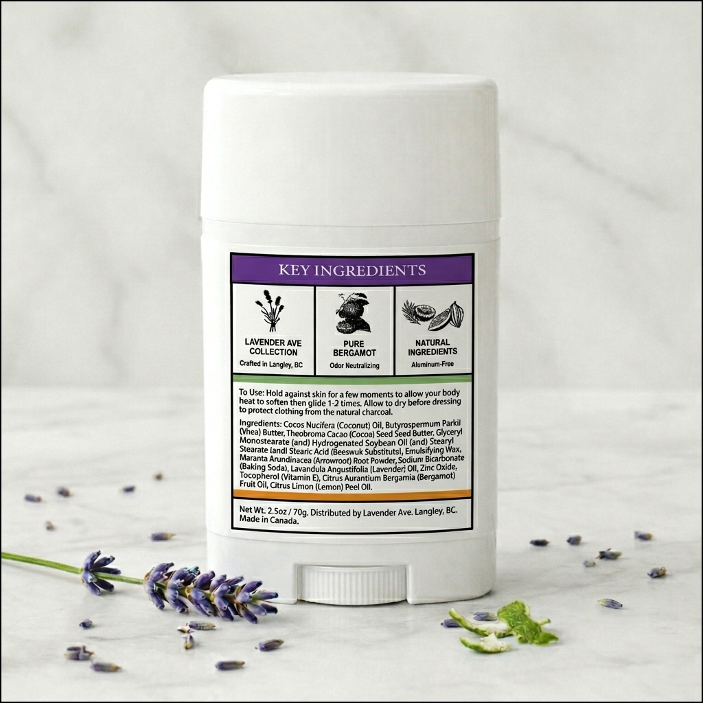 Lavender Avenue All Natural Lavender & Bergamot Deodorant blends the calming floral notes of pure Lavender with the bright, citrusy sparkle of Bergamot for a scent that is sophisticated, refreshing, and naturally uplifting.