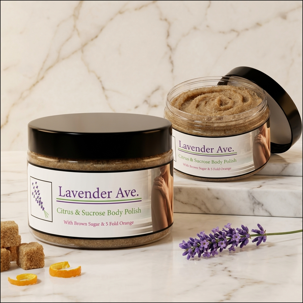 
Lavender Avenue Citrus & Sucrose Body Polish
Experience a gentle, warming exfoliation that smells like a bright summer morning. This specialized formula utilizes soft brown sugar granules to provide a delicate polish suitable even for sensitive skin. Enriched with a signature base of whipped shea and castile, it delivers a deeply moisturizing treatment that leaves your skin feeling supple, comforted, and brightened by a long-lasting citrus glow.
