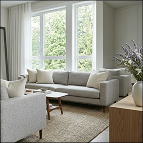 A beautiful Living room, freshened with Lavender avenue Room & Pillow Spray