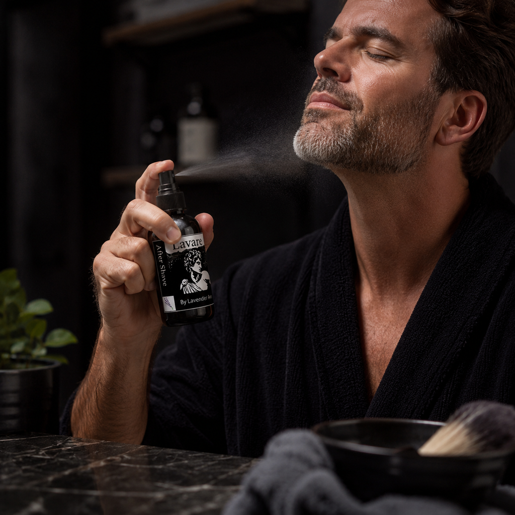 Shaving should leave your skin feeling refreshed—not dry or irritated. Lavare After Shave is a carefully crafted botanical formula designed to calm freshly shaved skin while providing lightweight hydration and a clean, masculine finish.

Unlike traditional high-alcohol aftershaves that can leave skin feeling tight and uncomfortable, Lavare combines a touch of alcohol for cleansing with soothing witch hazel, aromatic floral hydrosols, nourishing Vitamin E, and a carefully selected blend of pure essential oil