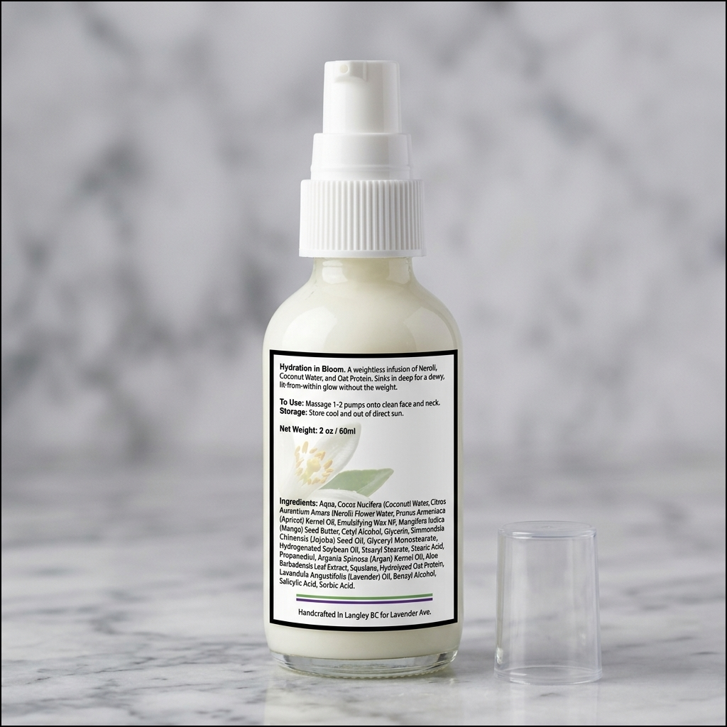 Lavender Avenue - Neroli Dew isHydration in Bloom
A weightless infusion of Neroli, Coconut Water, and Oat Protein. Sinks in deep for a dewy, lit-from-within glow without the weight. Derived from bitter orange blossoms, Neroli is moisturizing, anti-inflammatory and anti-aging. It improves skin elasticity, while boosting cellular turnover, reducing wrinkles and scars, as it treats acne with its antimicrobial properties. Rich in antioxidants, it promotes a radiant complexion.
